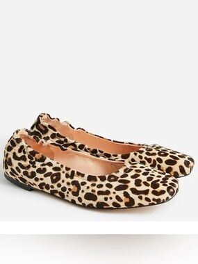 J.Crew Anya Scrunchie ballet flats in calf hair leopard print